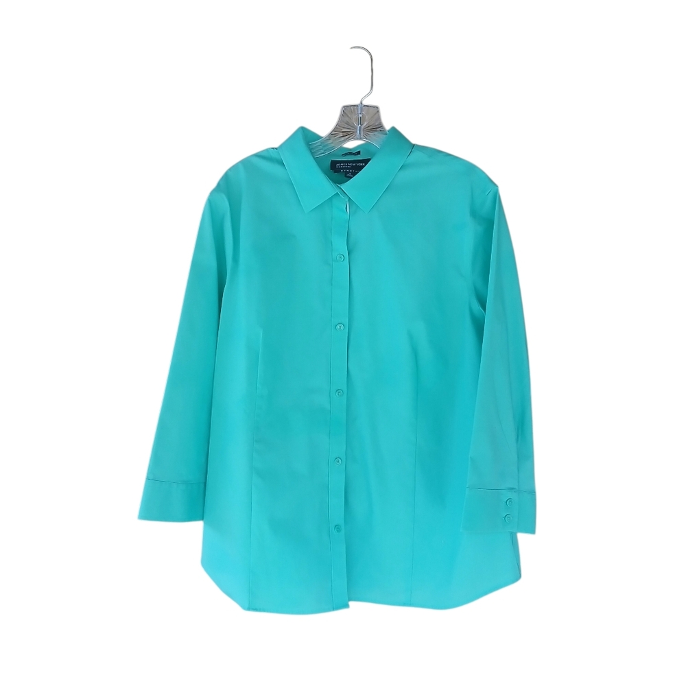 Jones New York Green Non Iron Stretch Button Down Shirt XL